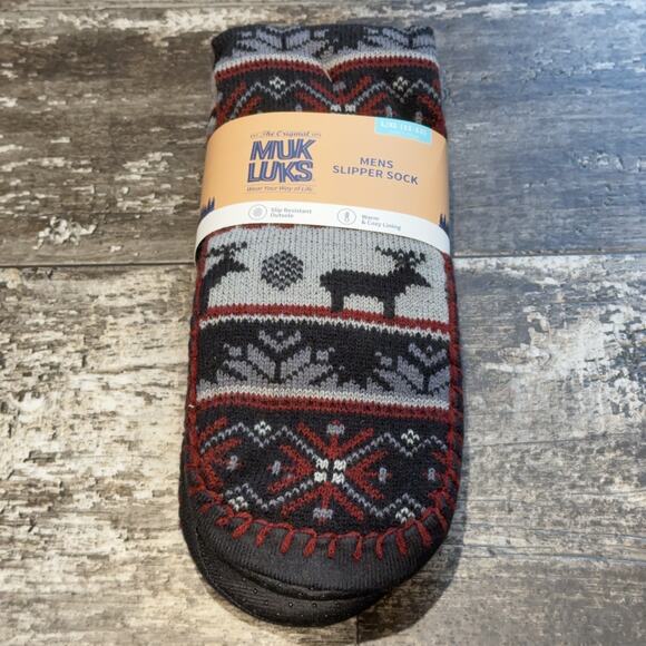 Muk Luks Slipper Socks Mens L XL Size 11 13 Knit Warm‎ Cozy Slip Resistant NWT - Picture 6 of 6